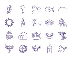 Isolated religion icon set line vector design