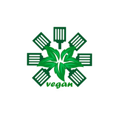 Concept green vegan diet logo with leaf icon