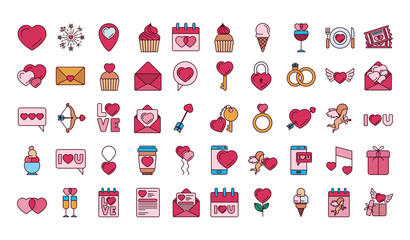 Isolated love icon set fill vector design