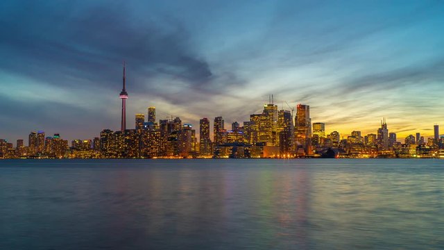 Toronto Skyline Sunset Time Lapse