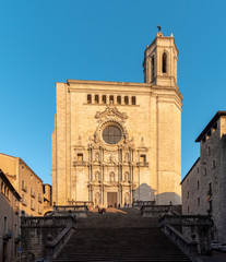 Fototapeta na wymiar Girona Cathedral, also known as the Cathedral of Saint Mary of Girona is a Roman Catholic church located in Girona, Catalonia, Spain