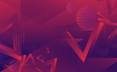  abstract red  and purple background with texture triangles and circles  shapes in fun geometric pattern, in modern design
