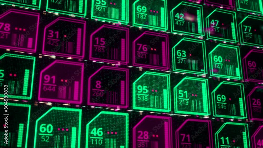 Aufkleber abstract animation of colorful digital folders with flickering digits of business, finance, technolo