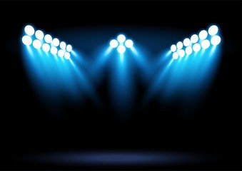 Bright blue stadium arena lighting spotlight Graphic element vector illustration