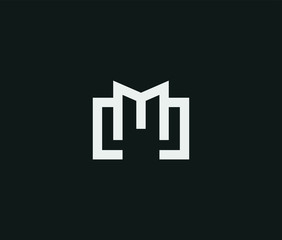 Letter M with building Logo Icon Minimal emblem design template