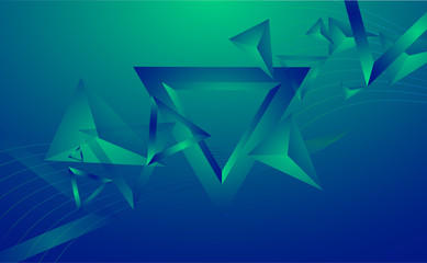  abstract blue and green background with texture triangles shapes in fun geometric pattern, in modern design
