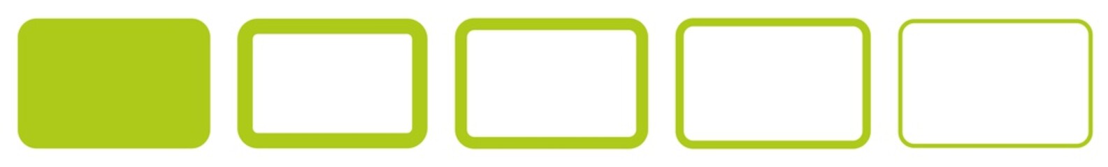 Rectangle Icon Green | Rounded Rectangles | Blank Box Symbol | Empty Frame Eco Logo | Button Sign | Isolated | Variations
