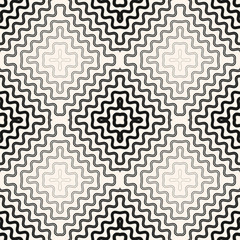 Vector abstract geometric seamless pattern with radial halftone, thin wavy lines