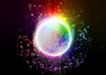 光り輝く抽象的な球体