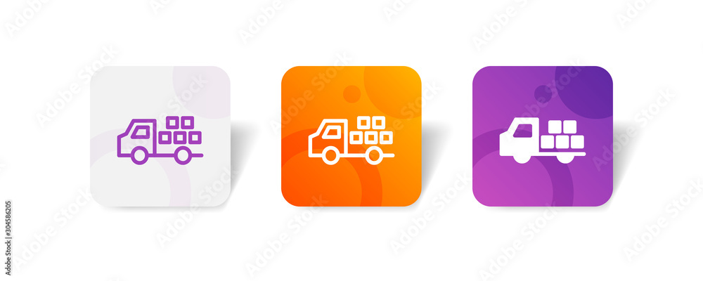 Aufkleber truck delivery outline and solid icon in smooth gradient background button