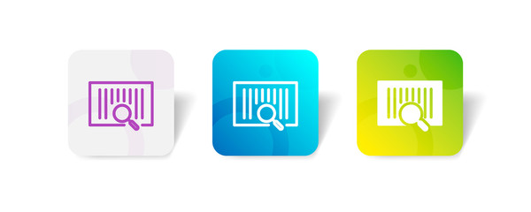 barcode scan searching outline and solid icon in smooth gradient background button