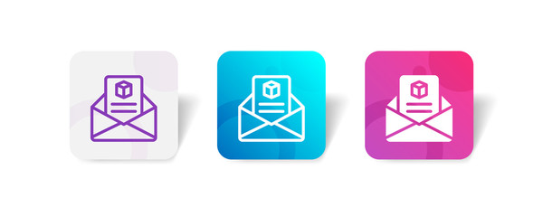 shipping email notification outline and solid icon in smooth gradient background button