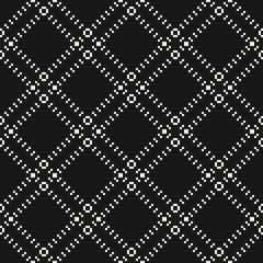 Square grid seamless pattern. Vector abstract black and white geometric texture