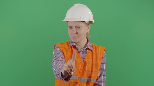 Woman Engineer No With Finger