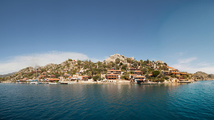 Naklejka na ściany i meble Kalekoy view in Kekova Gulf. Kekova is populer tourist destination in Turkey.