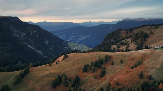 Beautiful aerial landscape 4k footage in Dolomites Italy