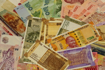 Various Currencies bank notes,Different money from many countries 