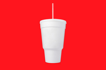 Large Styrofoam Cup with Straw