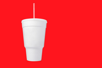 Large Styrofoam Cup with Straw