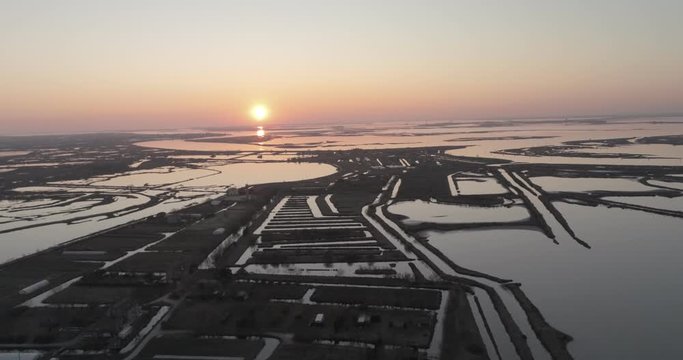 Veduta aerea di Lio Piccolo, laguna vicino a Jesolo, Venezia