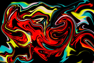 Abstract color background in impressionism style of multicolored liquid colors. Liquid marble texture, waves Swirl pattern . Modern design. Psychedelic wallpaper or for web .