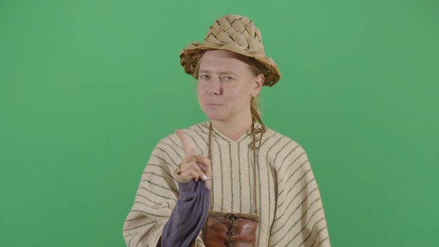 Woman Peasant No With Finger