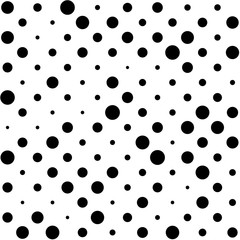 Dots halftone vector background. Random size circles seamless pattern.