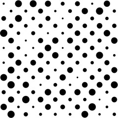 Dots halftone vector background. Random size circles seamless pattern.