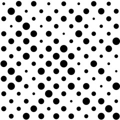 Dots halftone vector background. Random size circles seamless pattern.