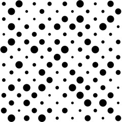 Dots halftone vector background. Random size circles seamless pattern.