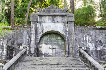 Locked door to the burial site of Emperor Minh Mang
