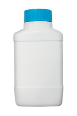 White Blank Plastic Bottle Container with Blue Cap  Isolated On White Background