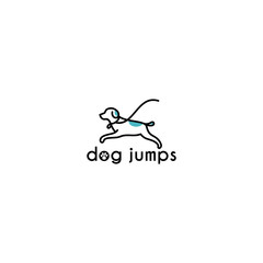 dog jumps simple line art logo concept