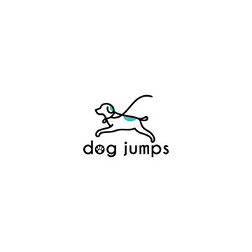 Dog Jumps Simple Line Art Logo Concept