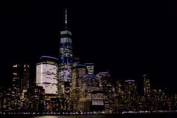 Fototapeta na wymiar Downtown Manhattan Skyline Nachts