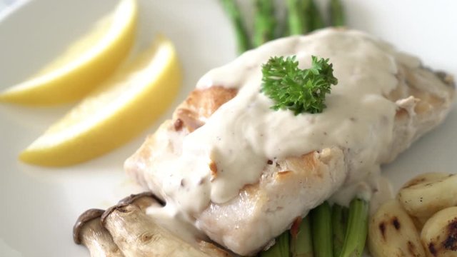 grilled snapper fish steak with vegetable
