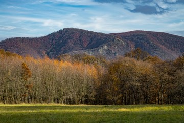 Naklejka premium The Prédikálószék peak with the Vadálló-kövek rock formations in the Pilis mountains in Hungary