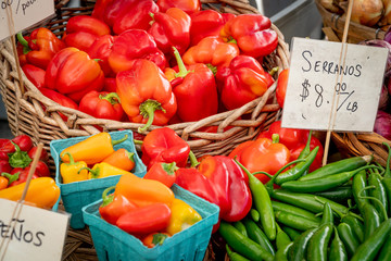 Fresh vegetables for sale at a local farmer's market in Southern Oregon