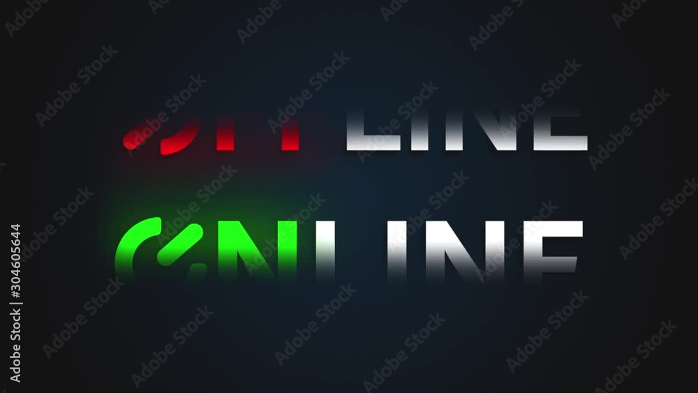 Poster 3d rendering text words online and offline on a screen on the internet. computer generated web backg