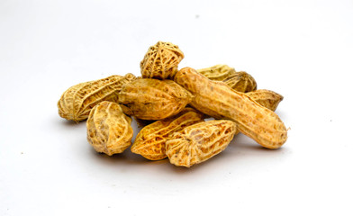 Close up, Boiled peanuts isolated on white background