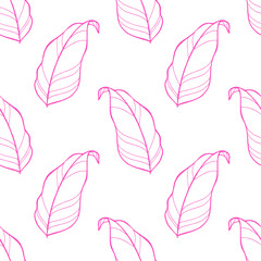 Seamless watercolor tropic leaves pattern. Colorful leaves in a spacious allover composition. beautiful impressionist illustration of palm leaves. Perfect for greetings, invitations, manufacture