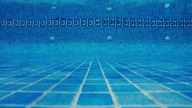 swimming pool underwater, blue water background with copy-space, 4K