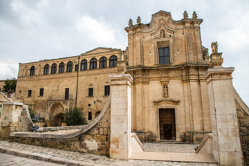 Fototapeta na wymiar Convent of Saint Agostino church in historical centre of Matera, Basilicata, Southern Italy