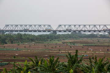 Chuong Duong bridge view from Long Bien bridge, Hanoi, Vietnam