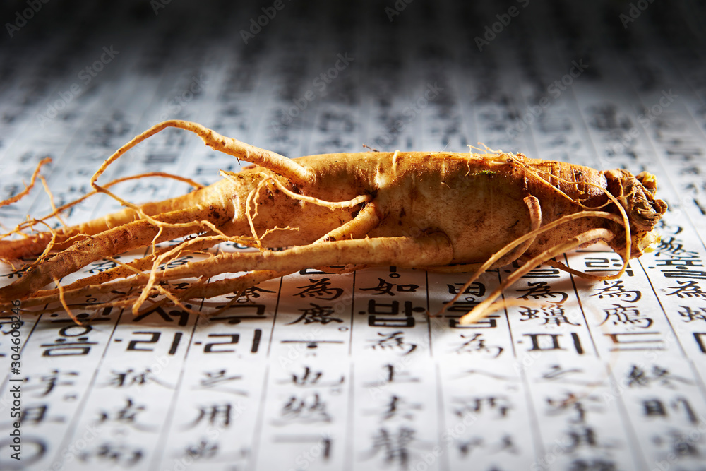 Poster ginseng on korean literature background