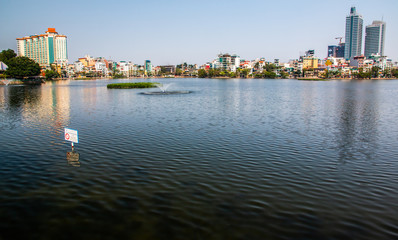 Fototapeta premium West Lake view and Hanoi cityscape, Vietnam
