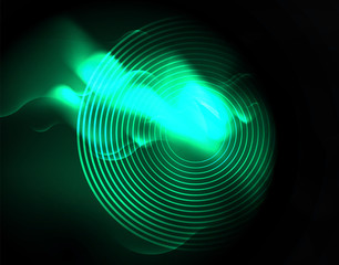 Shiny neon geometric waves template