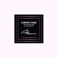 AK Initial signature logo is white, with a dark pink grid gradation line. with a black square background