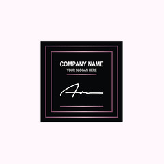 AR Initial signature logo is white, with a dark pink grid gradation line. with a black square background