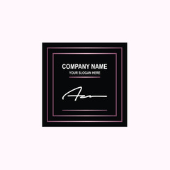 AZ Initial signature logo is white, with a dark pink grid gradation line. with a black square background